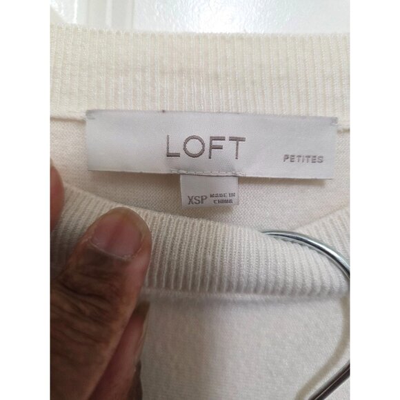 Loft Women's XS/XSP Long-Sleeve Sweaters Set Of 2 Blue & Ivory Solid - Picture 6 of 10